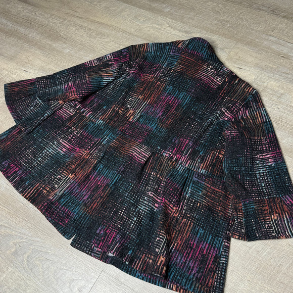 Ali Miles Abstract Peplum Wired Collar Brushed Knit Jacket Artsy Size 2X - Picture 4 of 8
